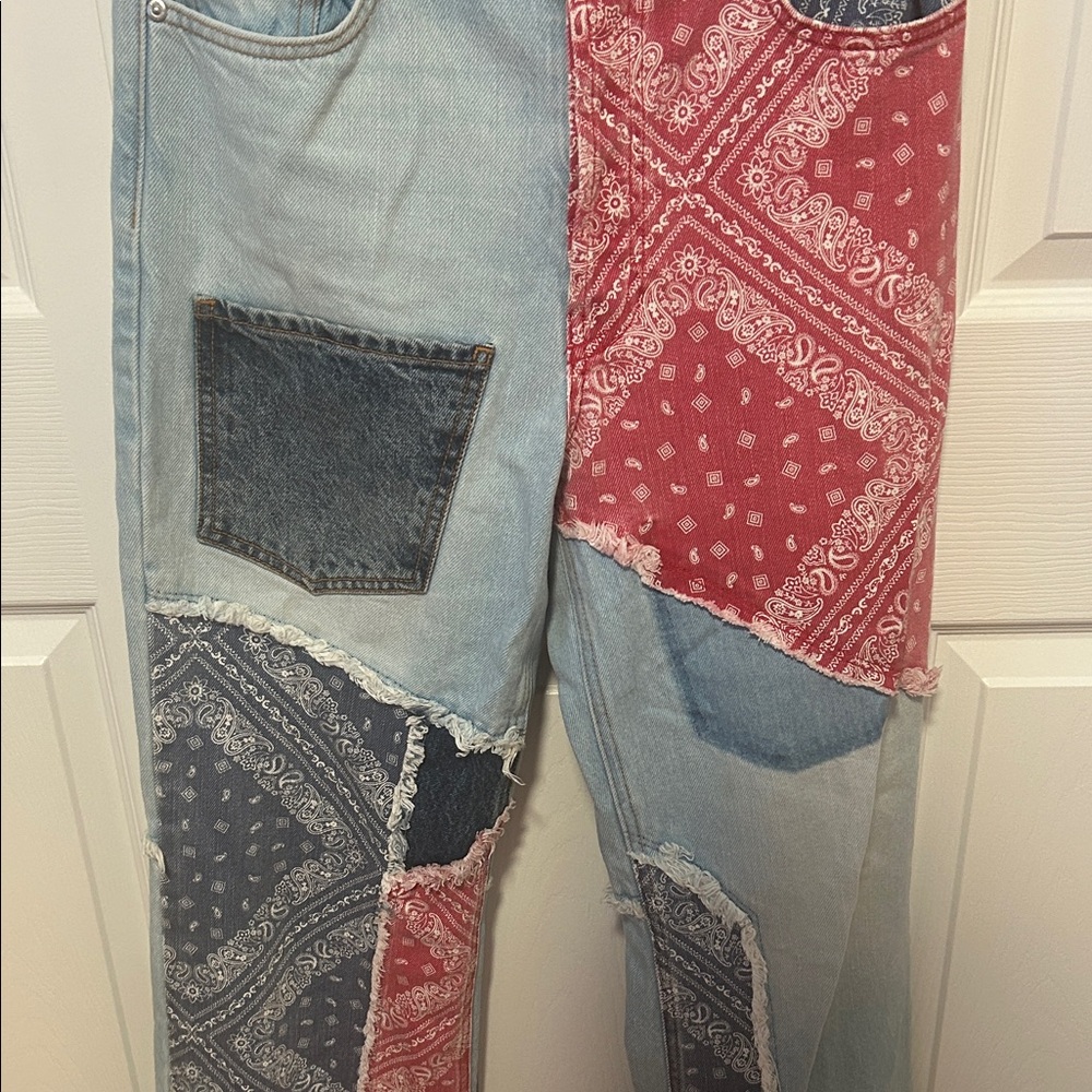 Revice Patchwork Straight Leg Jeans With Red And … - image 5